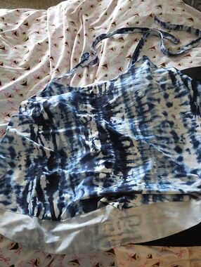 Time and Tru White and Blue Tie-Dye Cami Dress